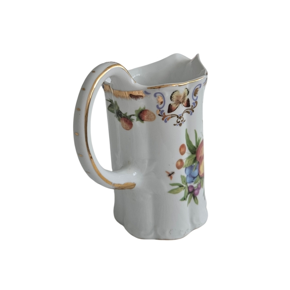 Vintage I.Godinger & Co Yorkshier Porcelain Pitcher with Fruits Gold Accents - Picture 3 of 6